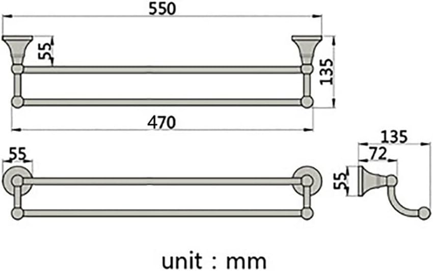 ANNBKA Double Towel Bar Black Chrome Brushed