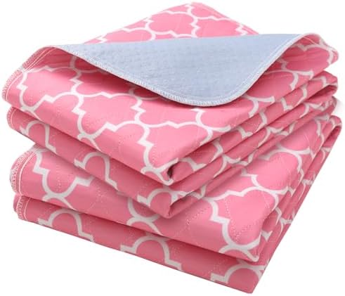 OUTCREATOR Washable Bed Pads 34 x 56 Pack of 2 Pink