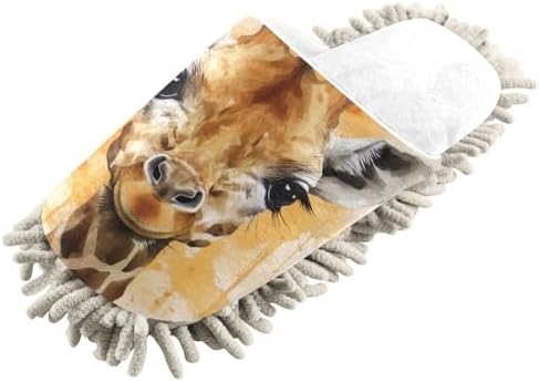 RunningBear White Giraffe Mop Slippers for Home Office