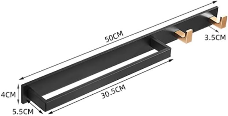 ANNBKA 50cm Towel Bar with 2 Hooks Matte Black 1