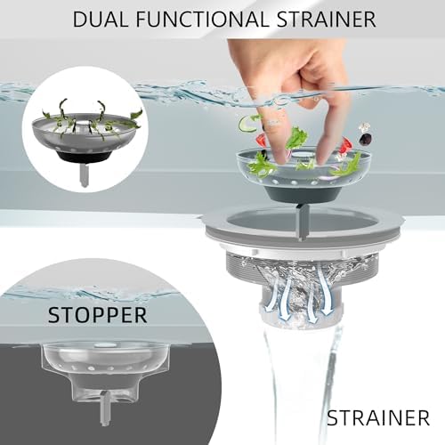 Exakey 3-12 Inch Brushed Stainless Steel Sink Drain Strainer Kit