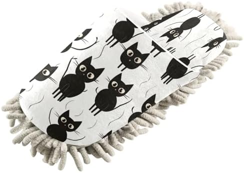 Zhirexin Black Cat Cleaning Slippers Mop Shoes