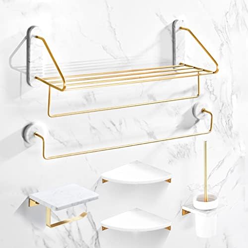 Marble Bathroom Shelf Set with Towel Bar and Hook