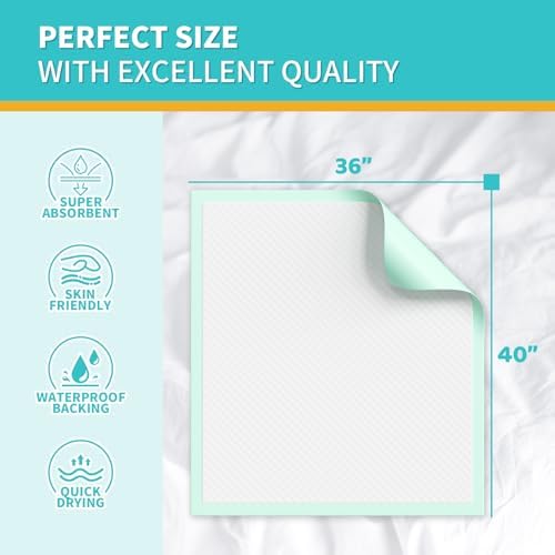 MILDPLUS Extra Large Disposable Bed Pads 40X36