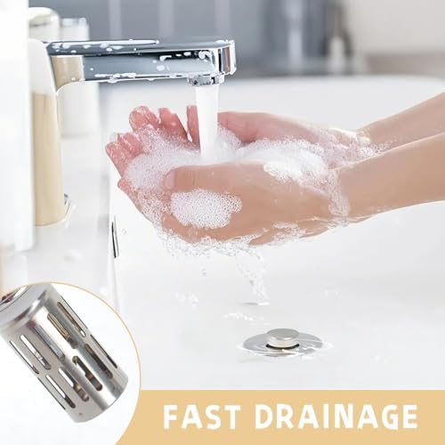 Universal Stainless Steel Sink Stopper with Hair Strainer