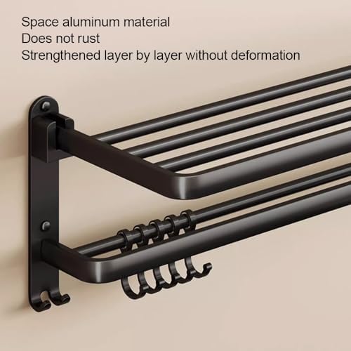 ANNBKA Black Folding Towel Rack for Bathroom