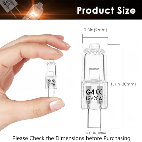 Snnalosses G4 Halogen 12V 20W Warm White Bulb 12 Packs