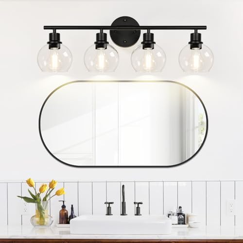 Indoi 4-Light Bathroom Vanity Light Fixture Black