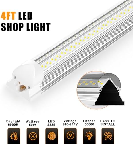 ONLYLUX 4FT LED Shop Light 50W 7500LM Linkable Light Fixture