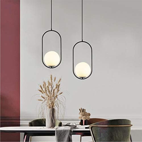 Fulesi Modern Matte Black Pendant Light with White Glass Shade