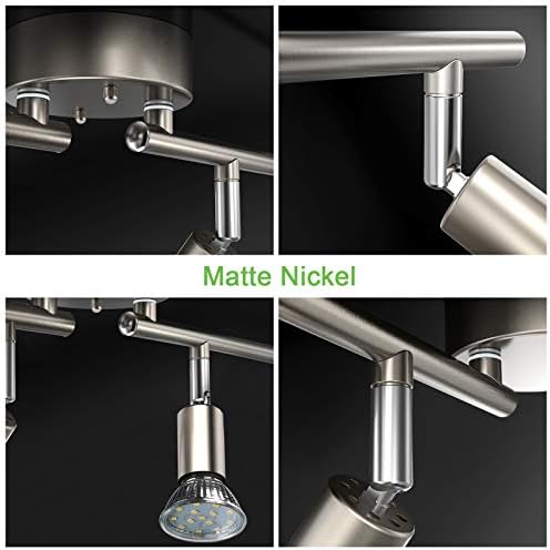 Unicozin LED 4 Light Track Kit Matt Nickel 4-Way Ceiling Spot Lights
