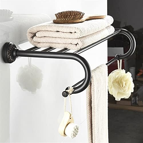 ANNBKA Towel Shelf Pendant Brass Black Antique Double Layer Towel Holder