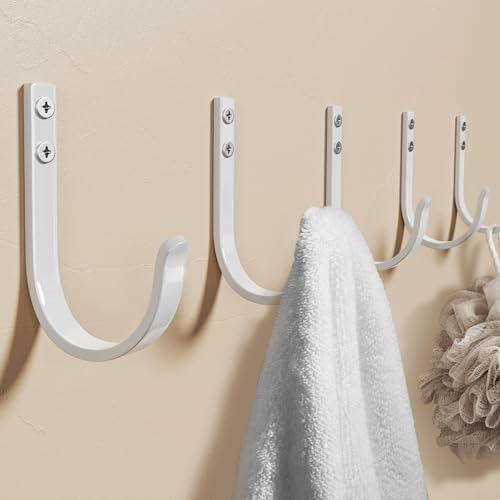 Wall Hooks for Towel and Coat - 5 Pack 22LB Metal Hanger