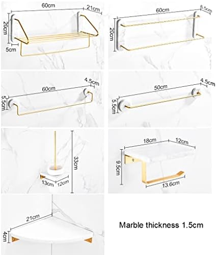 Marble Bathroom Shelf Set with Towel Bar and Hook