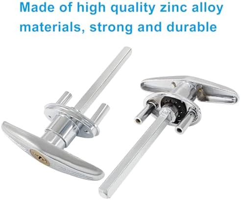 2 Pack Garage Door T-Handle Lock with 8 Keys Silver 1