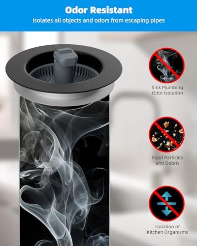 Hibbent 3 in 1 Sink Drain Strainer Combo Matte Black Stainless Steel