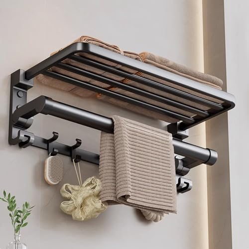 ANNBKA Foldable Towel Bar Black 50cm Wall Mounted