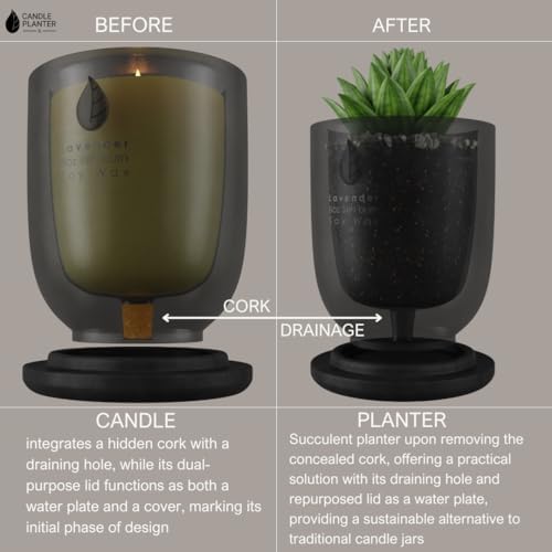 Concrete Candle Planter Jar - 8 Oz Soy Candle with Dual Purpose