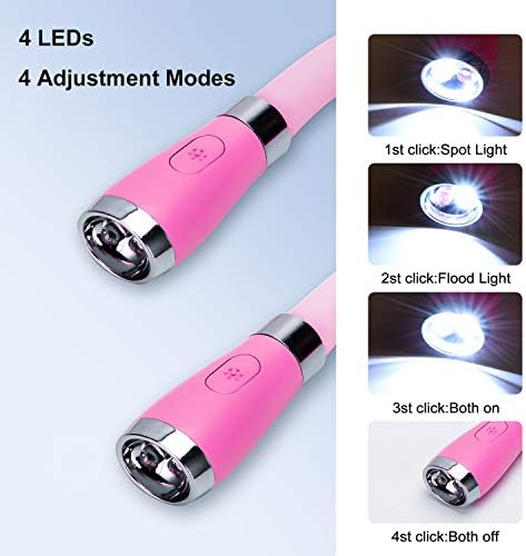 LED Neck Book Light USB Rechargeable with 4 Bright LEDs