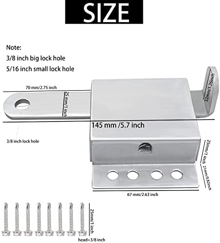 EWONICE Garage Door Side Lock with 8 Screws