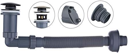 GORDEE P Trap Sink Stopper Right Angle Drain Kit Adjustable 1-14 Black