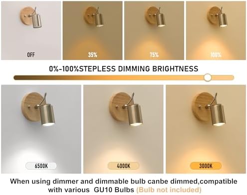 2 Pack Adjustable Ceiling Spotlights with Wooden Base 1