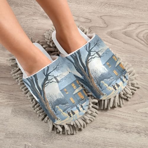 RunningBear White Christmas Snowman Mop Slippers