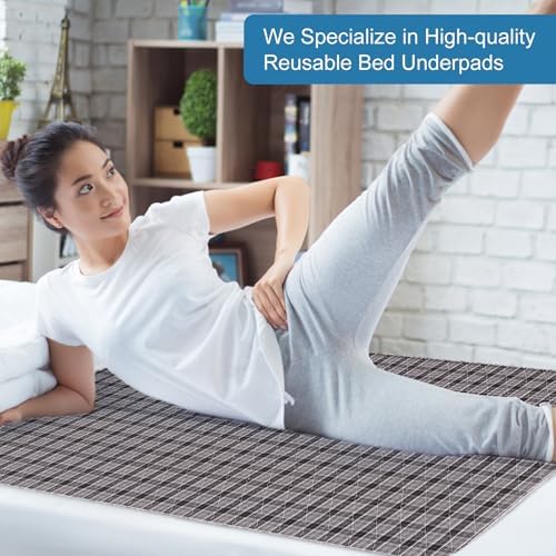 OUTCREATOR Washable Bed Pads 34x56 Black Plaid Pack of 2 1