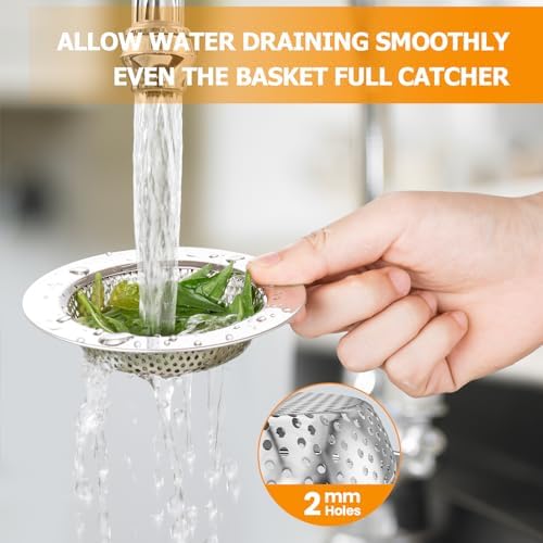 Huntonry 2PCS Kitchen Sink Drain Strainer with 45 Diameter and 30 Mesh Basket