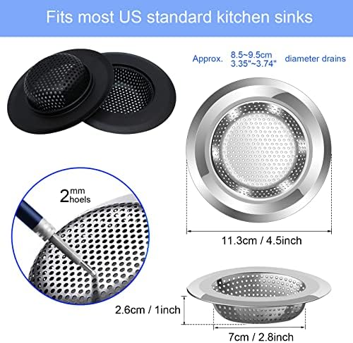 V-TOP 4 Pack Stainless Steel Black Mesh Kitchen Sink Strainers