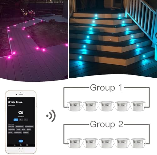 Sumaote 30pcs LED Deck Lights Kit Smart RGB Waterproof Outdoor Lighting