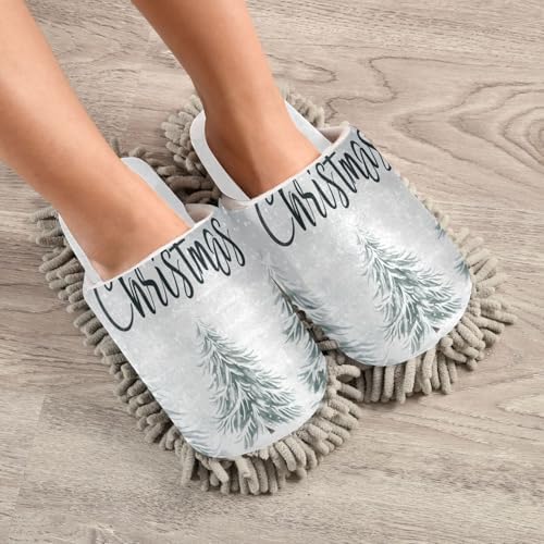 RunningBear White Snowflake Mop Slippers for Home and Office