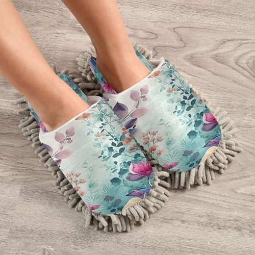 Zhirexin Watercolor Mop Slippers with Microfiber Sole