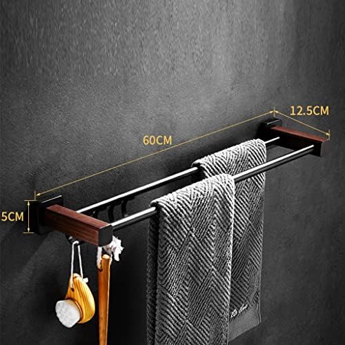Solid Wood Towel Rack Set with Robe Hook and Toilet Paper Holder 1