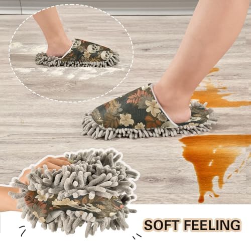 Zhirexin Cleaning Slippers for Men Women - Mop Shoes with Microfiber