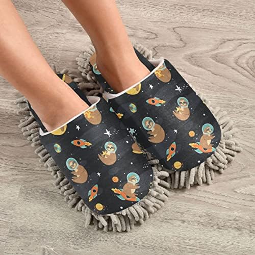 DOMIKING Sloth Astronaut Mop Slippers for Cleaning