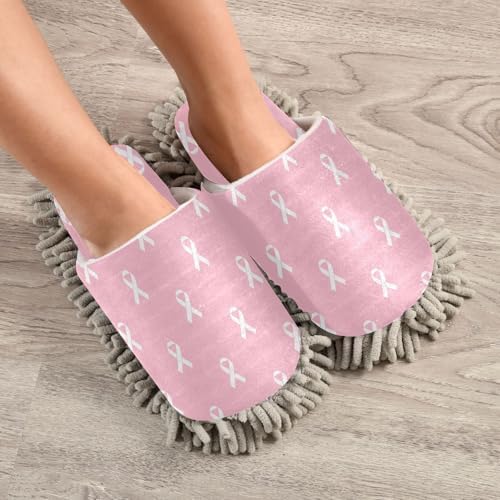Sinestour Mop Slippers for Floor Cleaning - White Pink