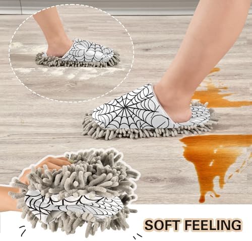 Zhirexin Black Microfiber Mop Slippers for Home Cleaning