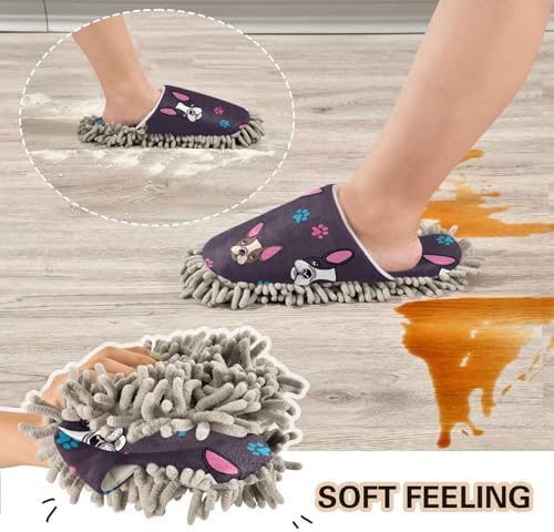 Sinestour French Bulldog Mop Slippers for Floor Cleaning