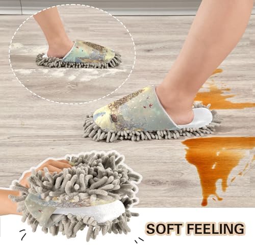 RunningBear Chenille Mop Slippers for Home Office Cleaning