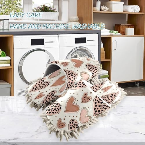 Zhirexin Brown Heart Mop Slippers for Men Women