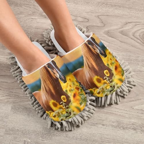 RunningBear White Horse Mop Slippers Cleaning Footwear