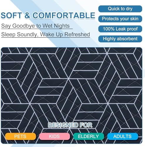 OUTCREATOR Washable Bed Pads 34x56 Pack of 2 Navy Blue