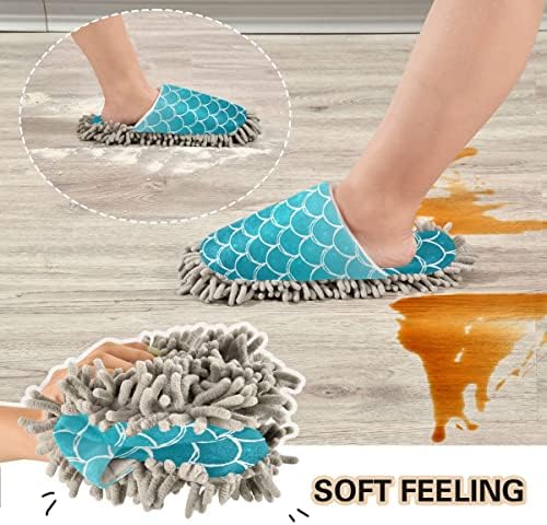 DOMIKING Mermaid Scale Mop Slippers for Women 1