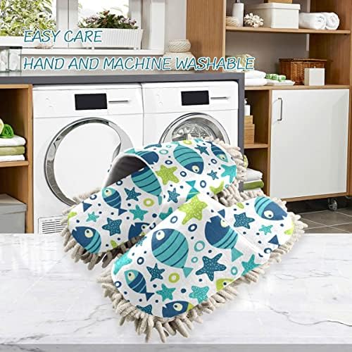 DOMIKING Mopping Slippers with Microfiber Sole for Women Men