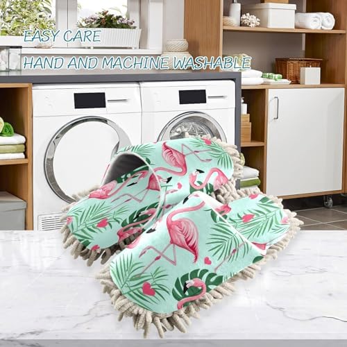Zhirexin Flamingo Cleaning Slippers Mop Shoes