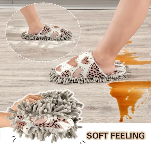 Zhirexin Brown Heart Mop Slippers for Men Women
