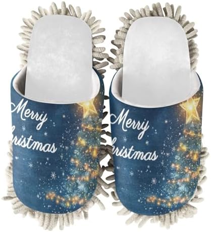 RunningBear White Christmas Mop Slippers for Kitchen Cleaning