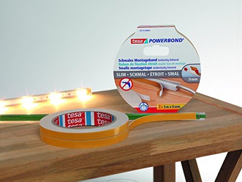 tesa Powerbond Extra Narrow Masking Tape 2 Rolls 5m x 9mm Beige