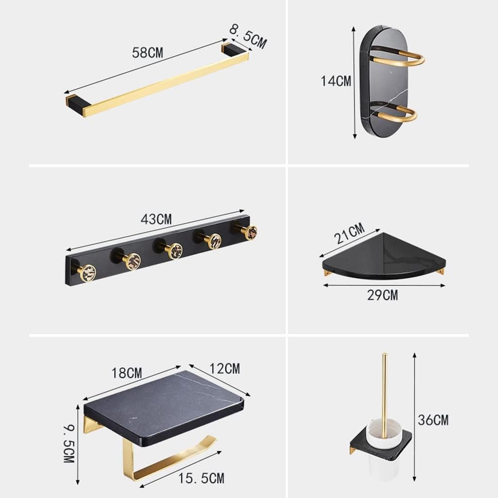ANNBKA Bathroom Hardware Set with Marble Brass Towel Bar and All Copper Tripod